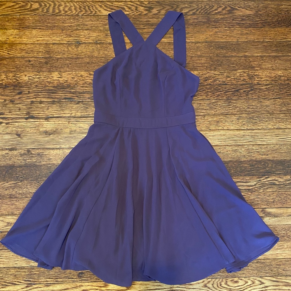 Purple mini dress with halter neckline, size small